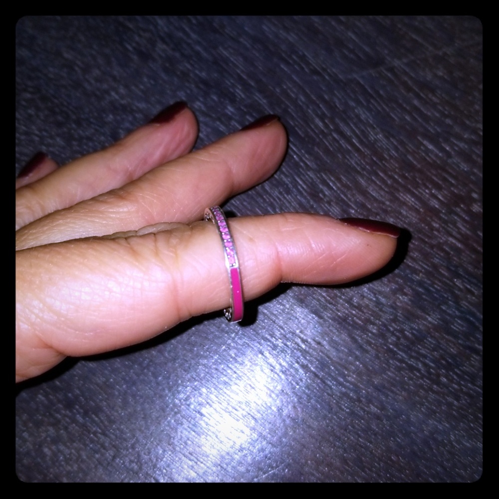Pandora Pink crystal and enamel ring
